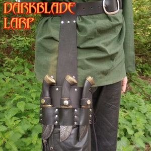 Hook Throwing Knife Leg Sheath for Larp or Cosplay, Larp safe knives included.