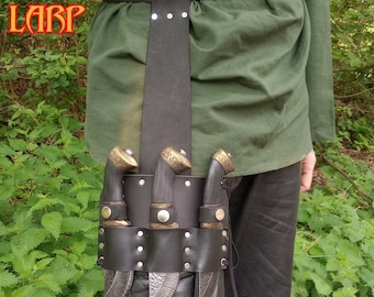 Hook Throwing Knife Leg Sheath for Larp or Cosplay, Larp safe knives included.