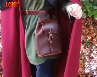 Packed Lunch Pouch, a Leather Pouch, for Larp, Cosplay, Medieval or Costume