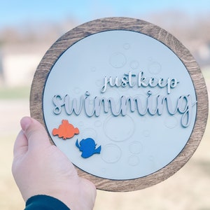 Just Keep Swimming Sign, Finding Nemo Bathroom, Finding Nemo Sign, Finding Nemo Decor,  just keep swimming