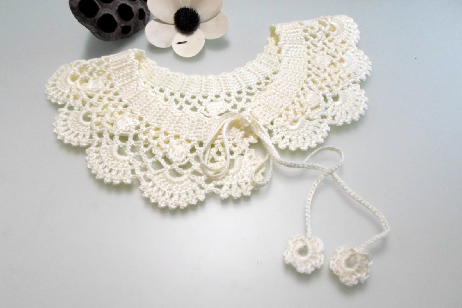 Crochet Pattern Lace Collar Pattern Peter Pan Collar Pdf Lacy Collar