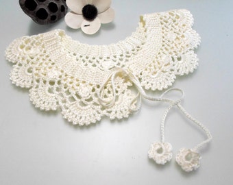 Crochet Lace Peter Pan Kragen Muster - PDF Download - Einfache visuelle Anleitung