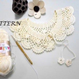 Patrón de crochet patrón de cuello de encaje cuello peter pan pdf patrón de crochet pdf patrón de crochet fácil imagen 3
