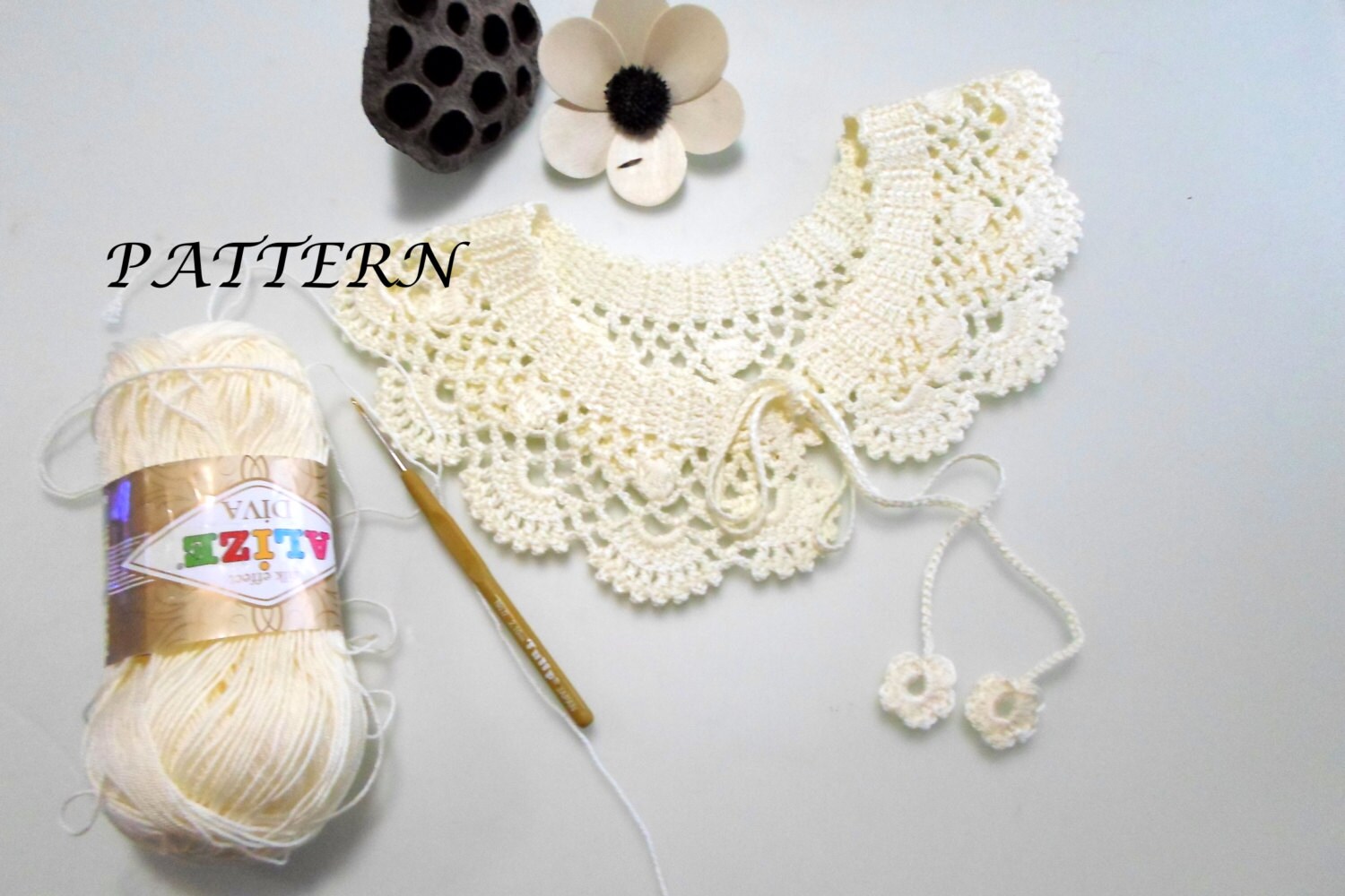 Crochet Pattern Lace Collar Pattern Peter Pan Collar Pdf Pdf
