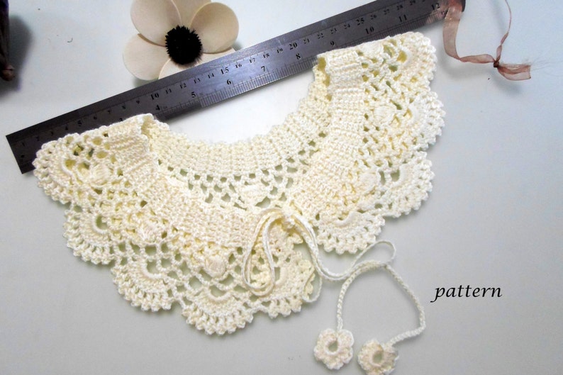 Patrón de crochet patrón de cuello de encaje cuello peter pan pdf patrón de crochet pdf patrón de crochet fácil imagen 4