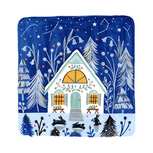 Winter cabin 7 x7" giclee print