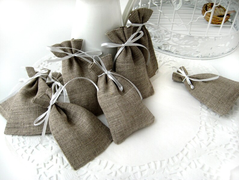 SET OF 10 Eco Rustic Linen Wedding Favor Bag or Gift Bag Etsy