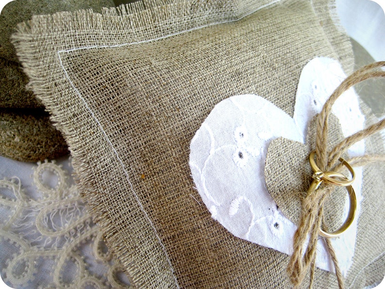 Burlap Ring Bearer Pillow Wedding pillow Burlap bride ring Etsy