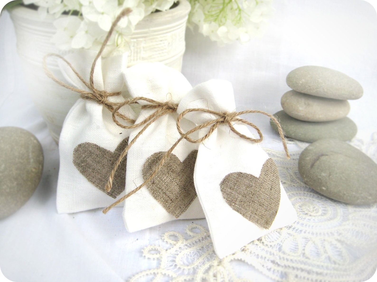 Wedding favor bags Set of 150 White Rustic Linen Wedding Etsy