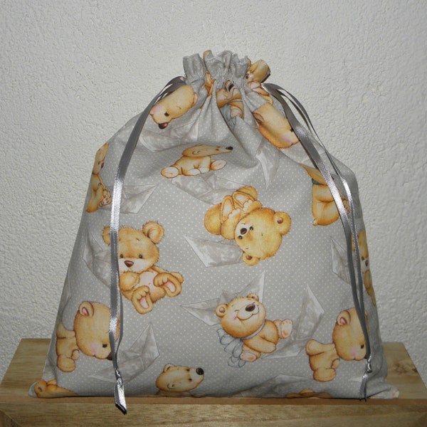 Pochon enfant, oursons, sac à doudou, cadeau naissance