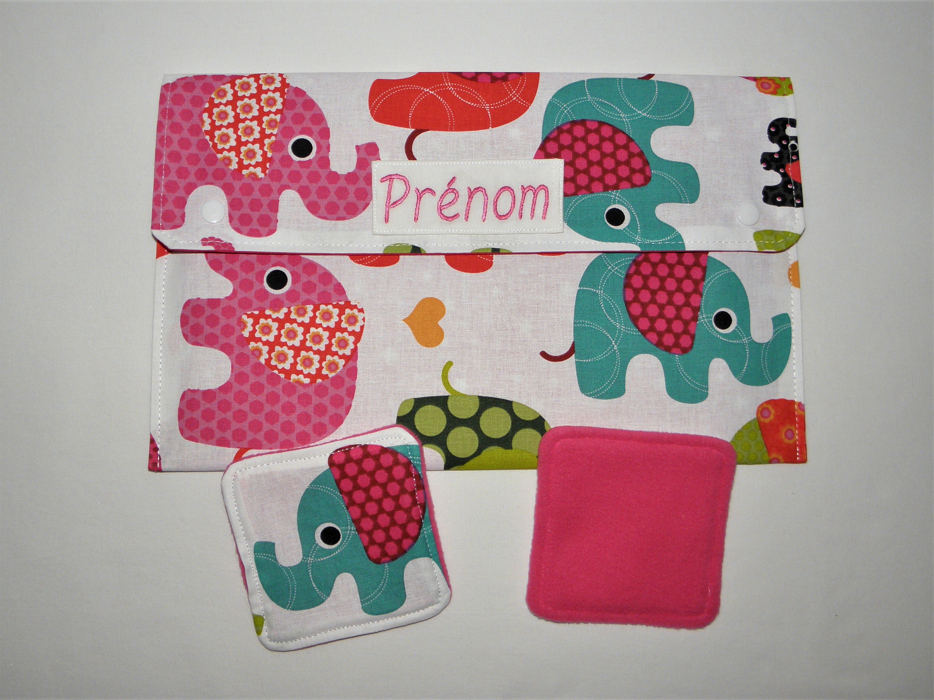 Pochette Ardoise Personnalisable et Lingettes, Imprimés Éléphants Étoiles, Pochette Pour Blanche Sty