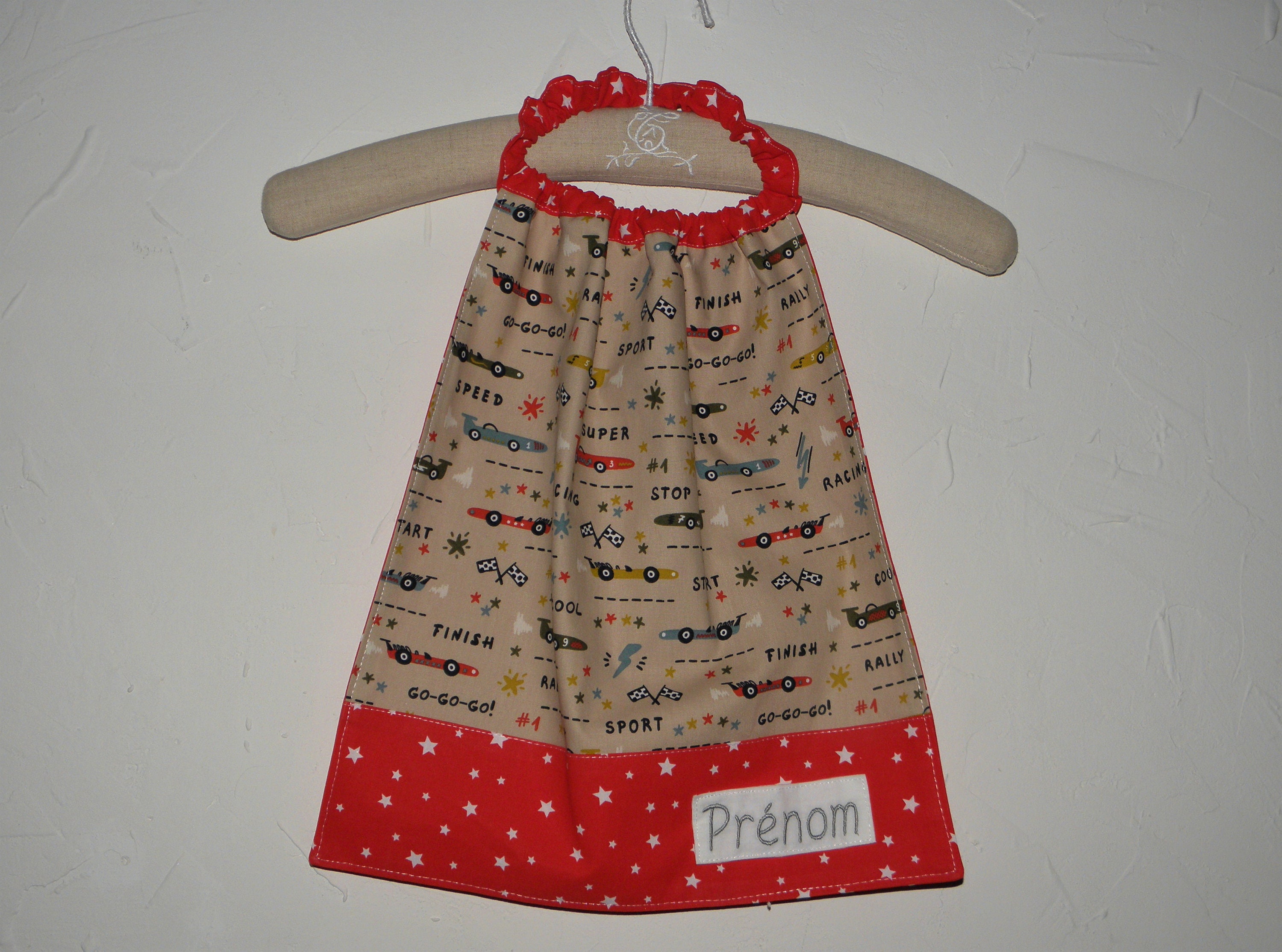 Serviette Élastiquée Personnalisable Imprimé Voitures, Étoiles, Serviette Cantine Maternelle, Grand