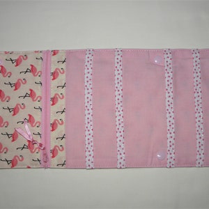 Pochette barrettes, étui à barrettes, chouchous, flamants roses, cadeau enfant, fillette image 4