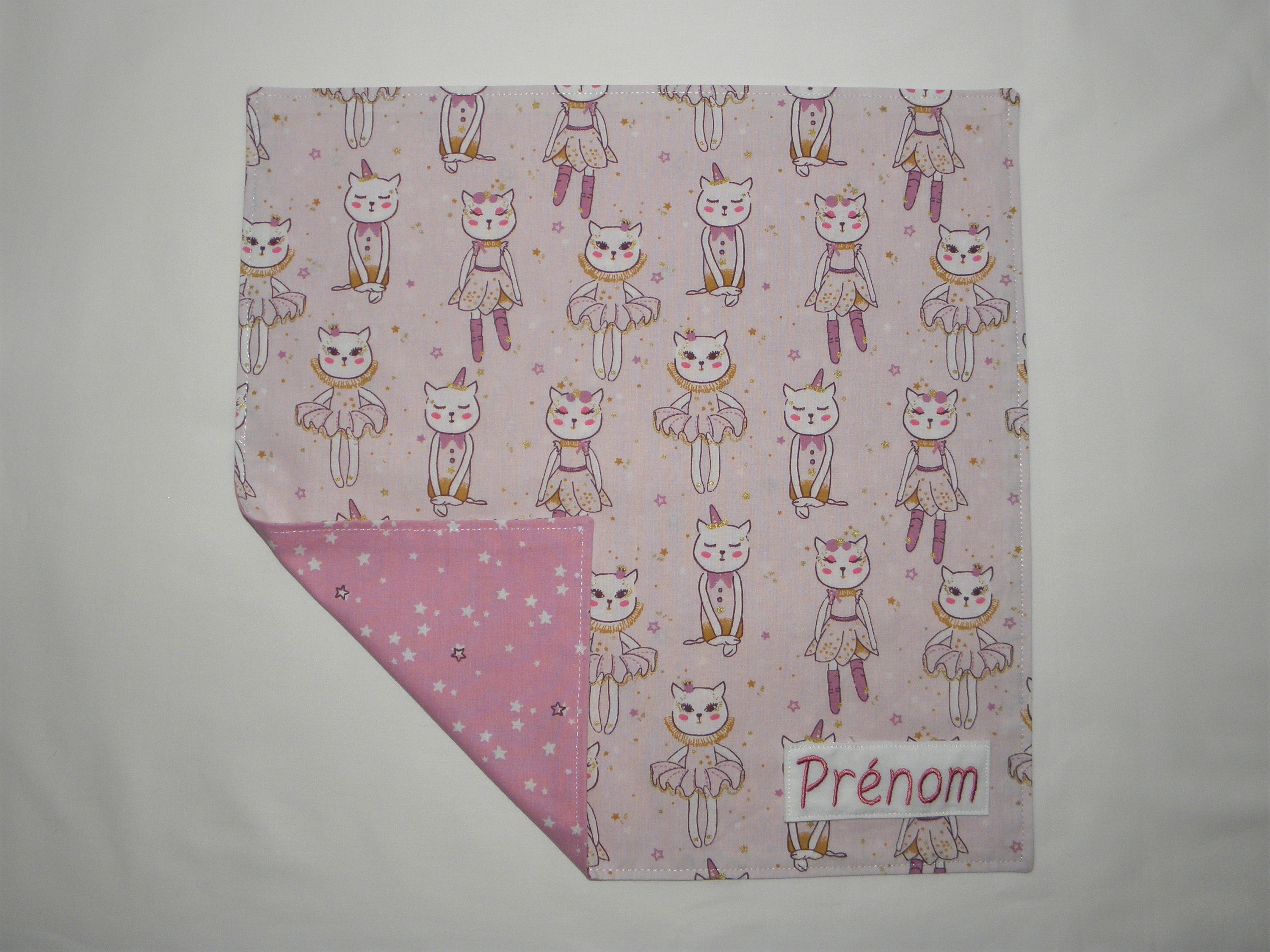 Serviette de Table Enfant Personnalisable, Chats, Danseuses, 35 X cm, Serviette Cantine Fille