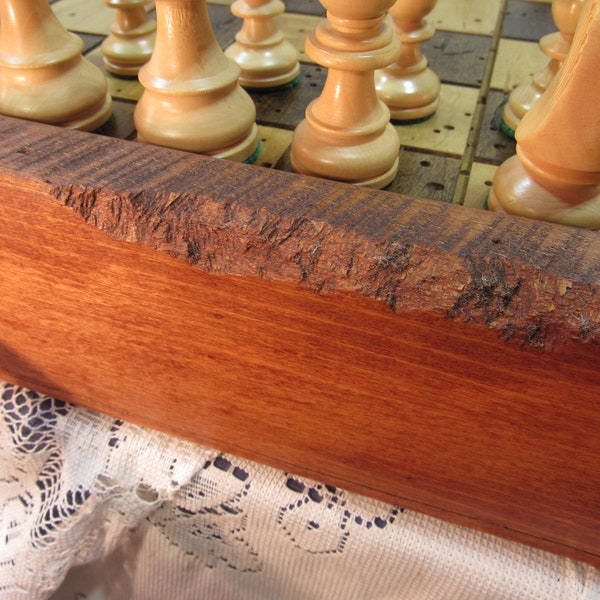 Current Wormy Chestnut CHESS Set, PONY NIBBLED one edge, This ships with any Chestnut table, sku 264