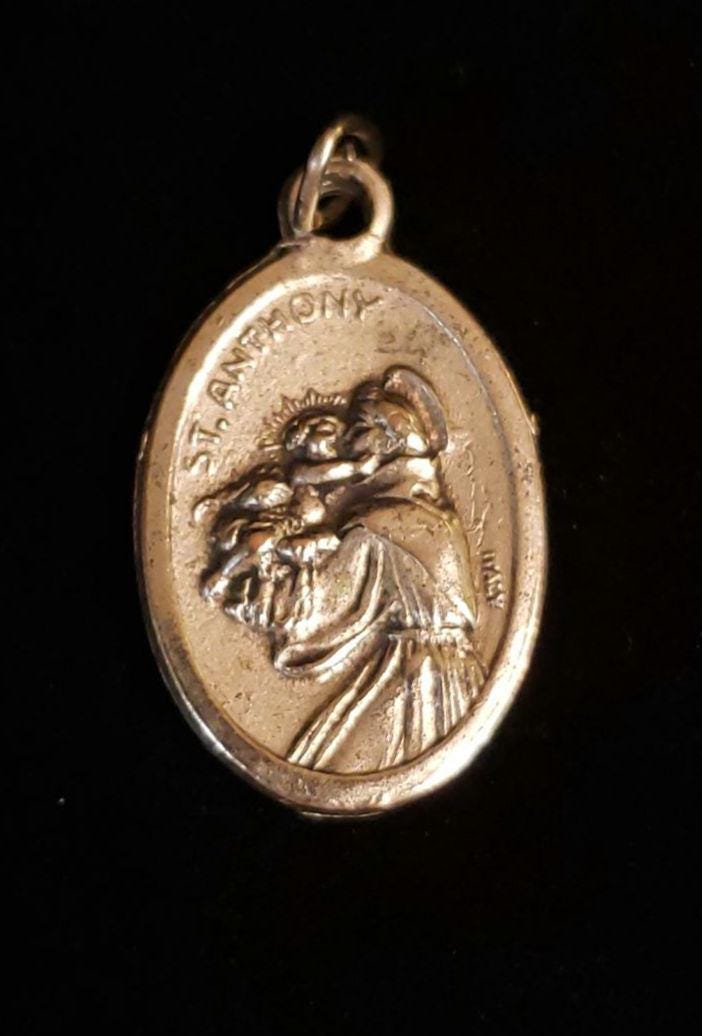 Vintage St Anthony Medal: Catholic Patron Saint Of Lost Things