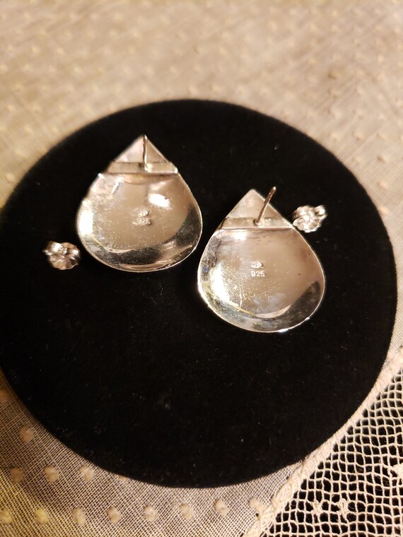 Sterling Silver CARNELIAN TEARDROP Button Earring… - image 7