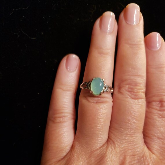 Sterling Silver BLUE CHALCEDONY Ring, Chevron Sid… - image 3