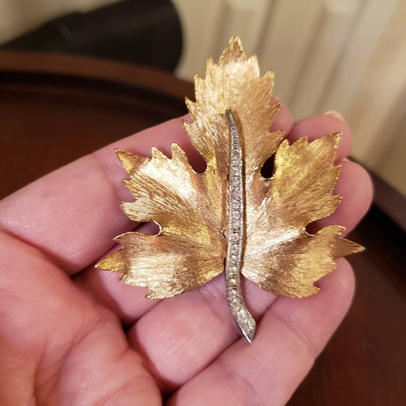 VINTAGE PARKLANE Maple Leaf Pin Brooch, Brushed G… - image 5
