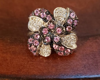 NATURAL PINK SPINEL & White Zircon Ring, 1.48 Cttw., Platinum Over Sterling Silver, Size 7, From Chuck Clemency, Rare Untreated Stone!
