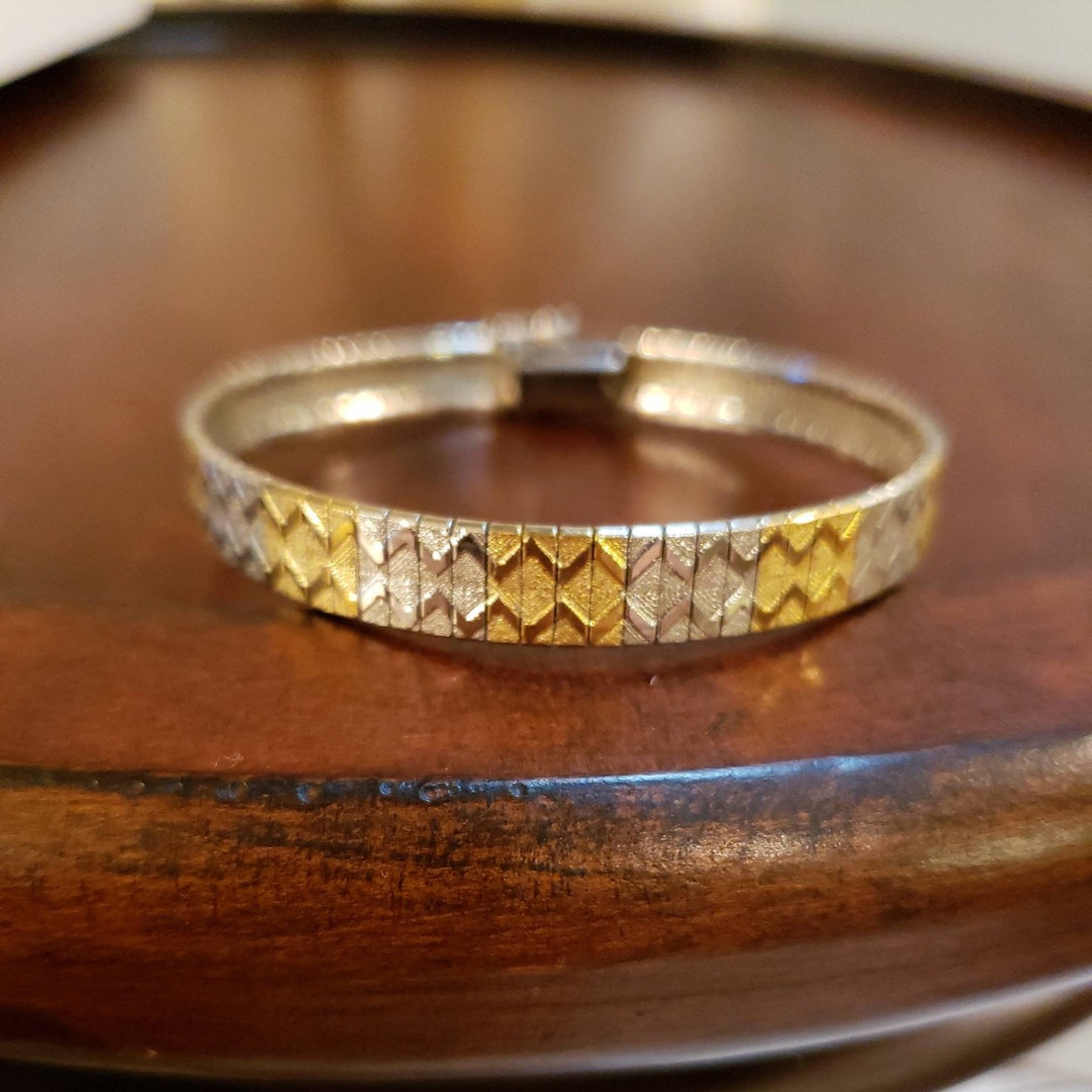 Sterling Silver CUBETTO FLEX OMEGA Bangle Bracelet Twotone Etsy