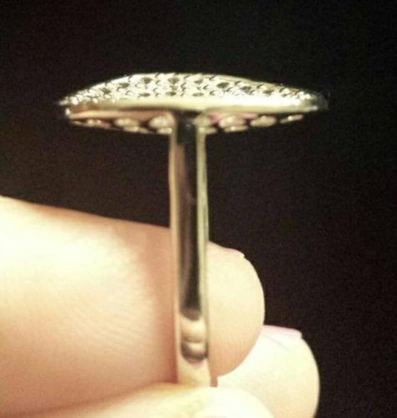 Sloped Like a Potato Chip Sterling Silver Pav\u00e9d Natural WHITE ZIRCON Ring 2.38 Cttw With Authenticity CERTIFICATE