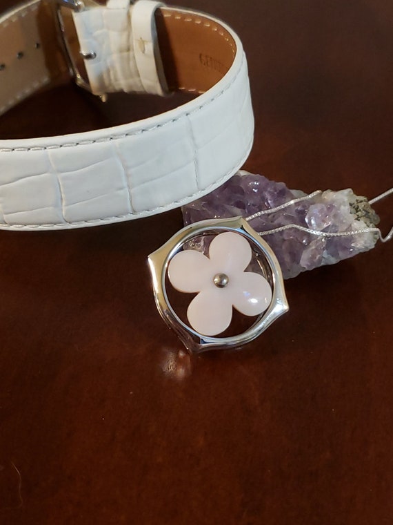 Sterling Silver PINK MOTHER Of PEARL Clover Quatr… - image 2