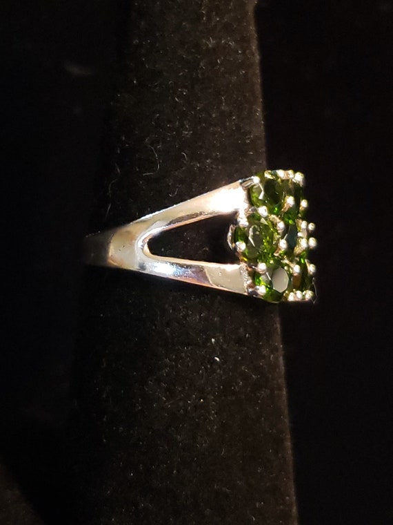 Sterling Silver CHROME DIOPSIDE 3-ROW Wide Band R… - image 3
