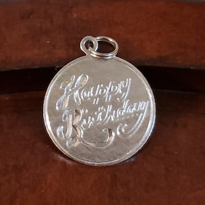 Vintage Sterling Silver HAPPY BIRTHDAY CHARM Or Pendant, 24mm Round, Engraveable