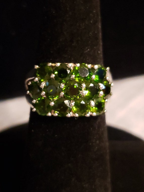 Sterling Silver CHROME DIOPSIDE 3-ROW Wide Band Ri
