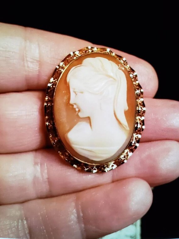 HANDCARVED VINTAGE CAMEO Pin Brooch By Catamore 1… - image 3