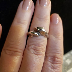 Sterling Silver DOUBLE DOLPHIN Or PORPOISE Ring, Size 6.25