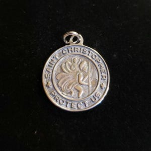 Sterling Silver St. CHRISTOPHER PROTECT US Medal, 18mm Round, Same Design On Both Sides