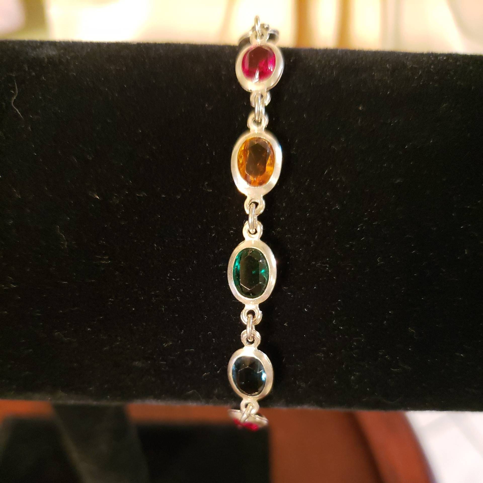 Milor Multi colored crystal sterling silver 925 bracelet Made in Italy
