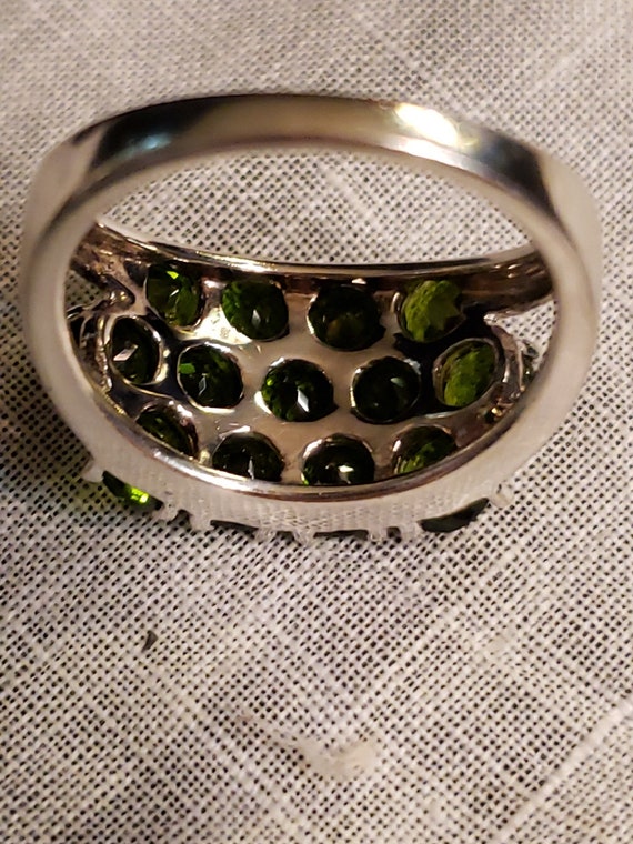 Sterling Silver CHROME DIOPSIDE 3-ROW Wide Band R… - image 9