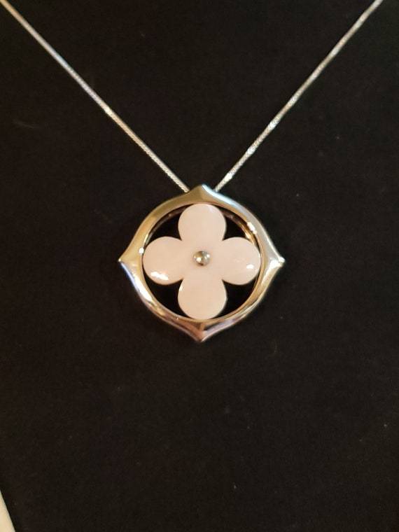 Sterling Silver PINK MOTHER Of PEARL Clover Quatr… - image 3