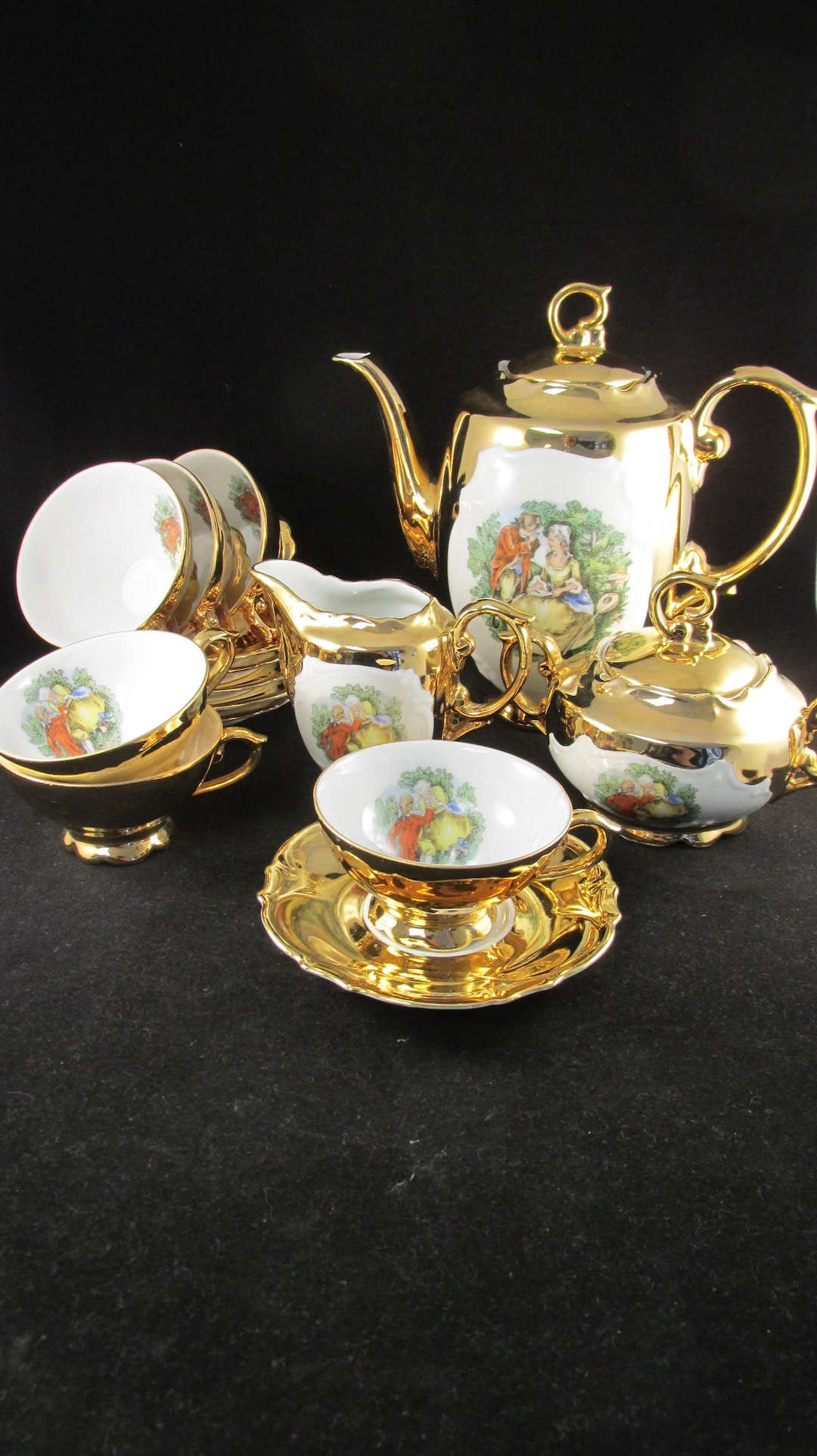 Vintage Bavarian 24K Gold Coffee Set – Courting Couple Design - Etsy