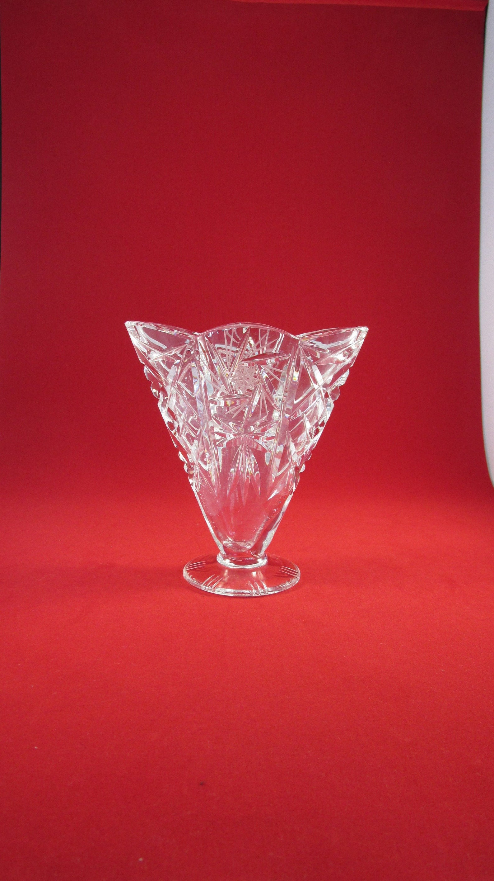 Beautiful Miniature Crystal Fan Shaped Vase Etsy UK