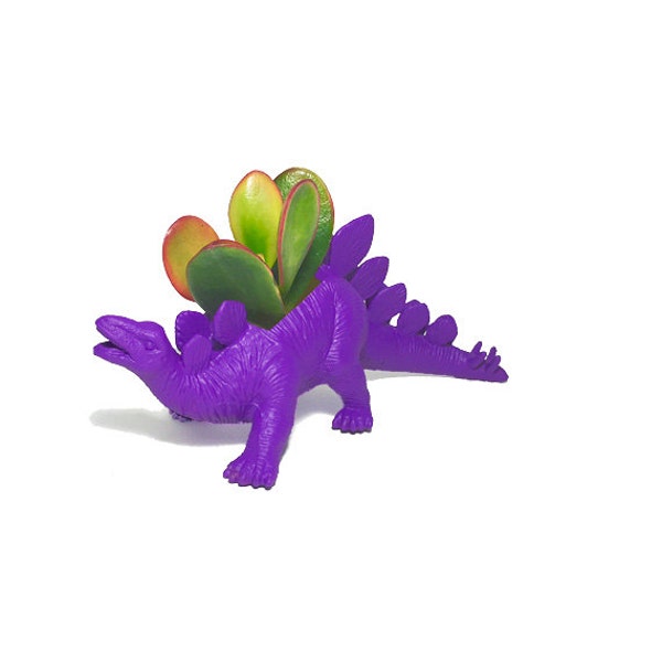 Up-cycled Dark Purple Stegosaurus Dinosaur Planter