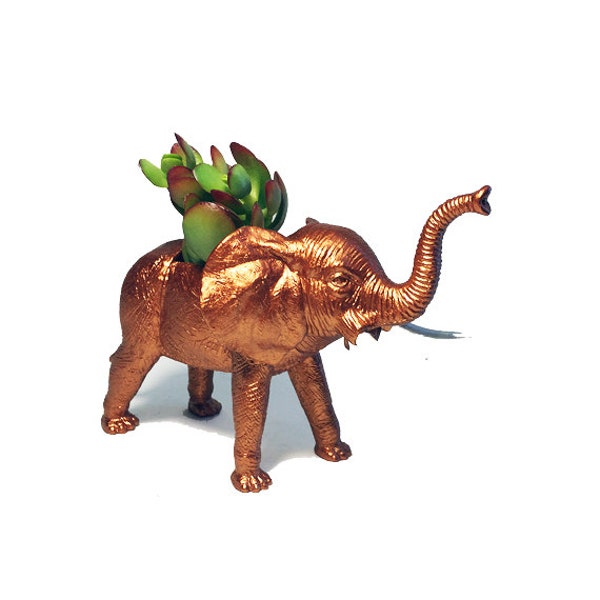 Up-cycled Bronze Elephant Planter