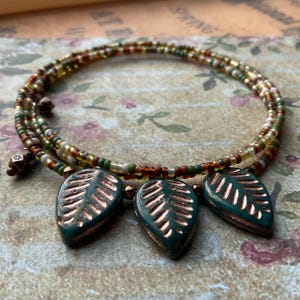 Leaf Bangle, Artisan Bangle, Easy On Easy Off Bangle, Autumn Bracelet, Winter Vibes Bracelet, Holiday Bracelet