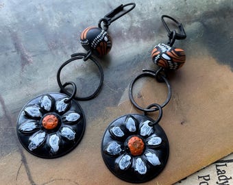 Pendientes de girasol monarca, pendientes de cuentas Humblebeads, pendientes Cottage Core