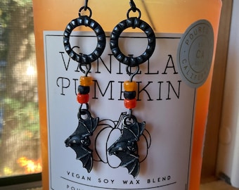 Blackened Bat Earrings, Artisan Earrings , Halloween Earrings, Spooky Earrings