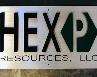 Custom Metal Business Logo Sign | Brushed Grain Finish