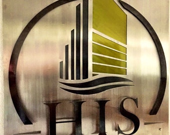 Custom Metal Business Logo Sign | Multi-Layered, Brushed Stainless Steel