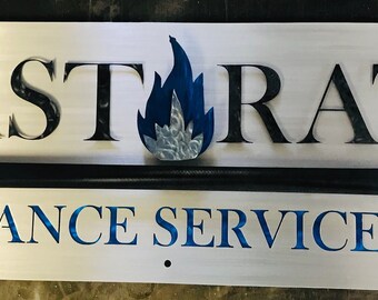 Custom Metal Business Sign | Brushed Finish, Layered Design