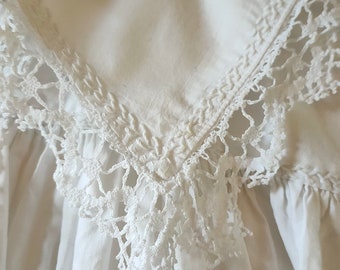 Antique Victorian Cotton Linen Night Gown - Heirloom, Collector