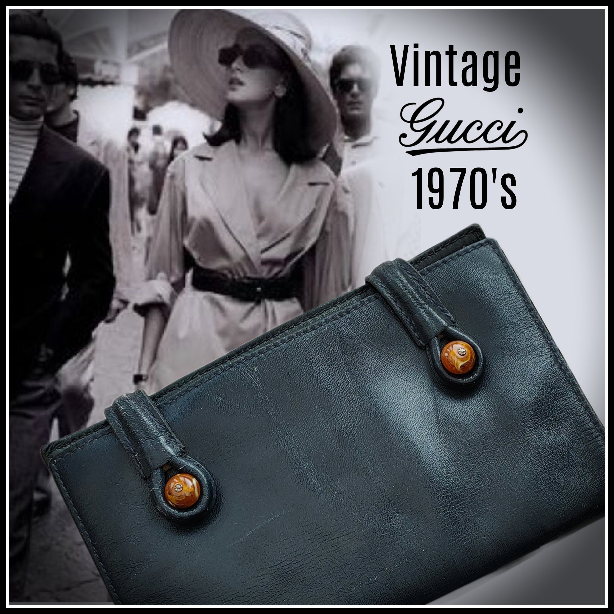 Gucci 1970s Canvas & Leather Sun Print Shoulder Bag