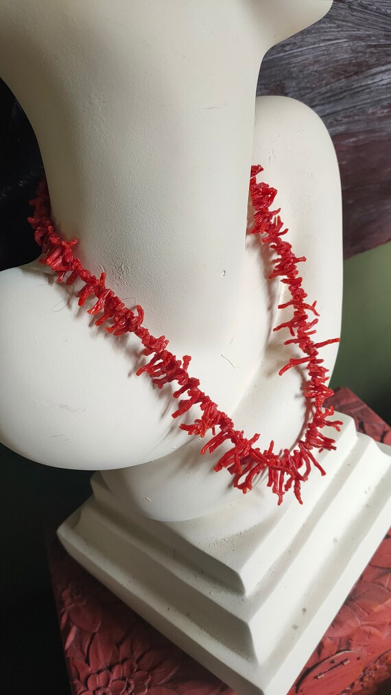 Vintage Red Graduated Branch Coral Necklace 20inch - image 6