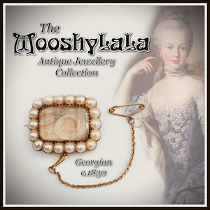 Antique Georgian Gold Pearl Mourning Brooch